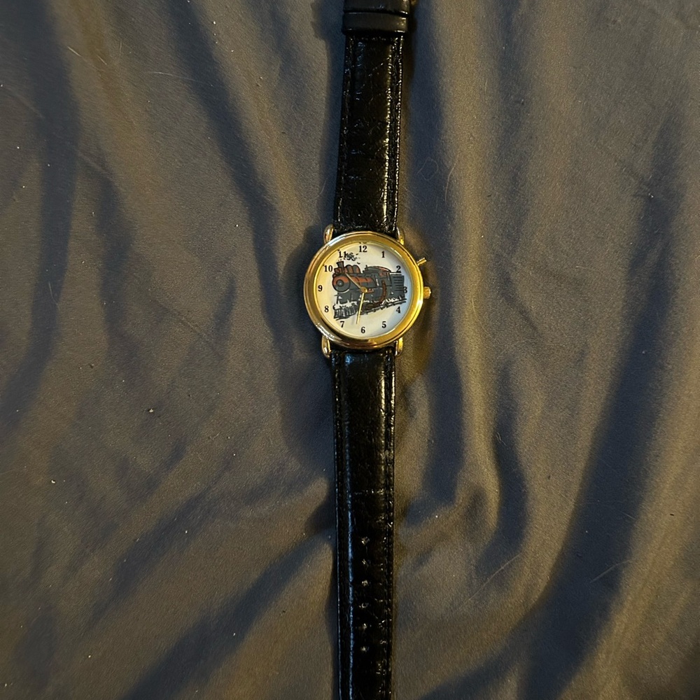 Train Themed Watch With Leather Band